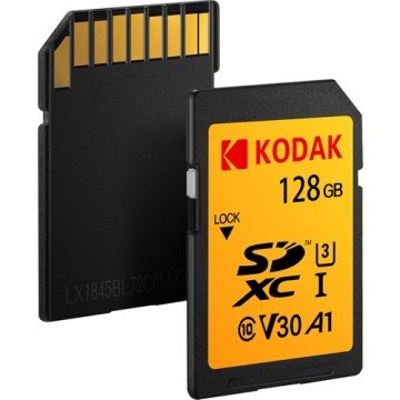 KODAK 128GB SDXC UHS-I  U3 V30 95MB READ/85MB WRITE MEMORY CARD