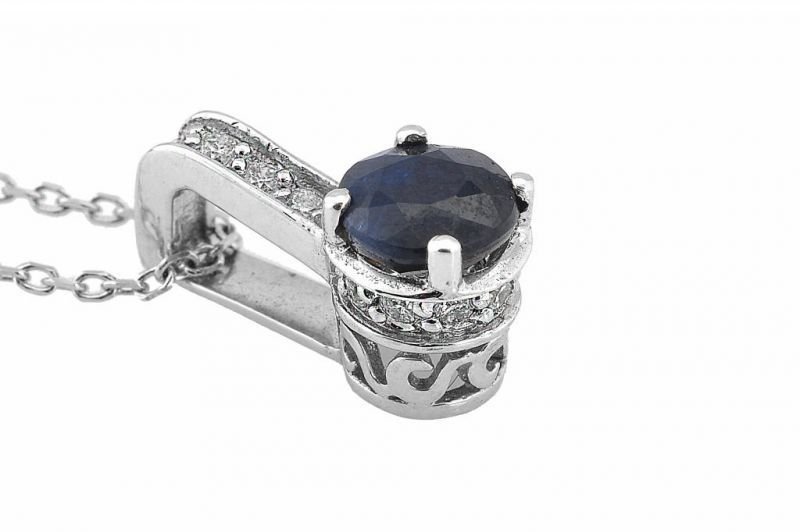 Pırlanta Safir Kolye 18 Ayar p000318 Melis Gold