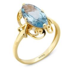 Myra Gold 14 Ayar Altın Aqua Marine Taşlı Yüzük
