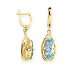 Myra Gold 14 Ayar Altın Aqua Marin Küpe