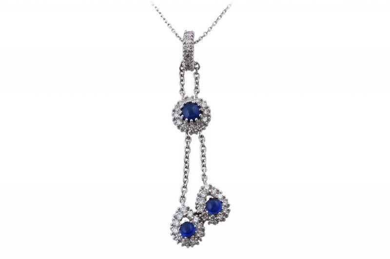 Pırlanta Safir Kolye 18 Ayar p000364 Melis Gold