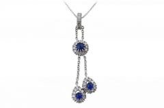 Pırlanta Safir Kolye 18 Ayar p000364 Melis Gold