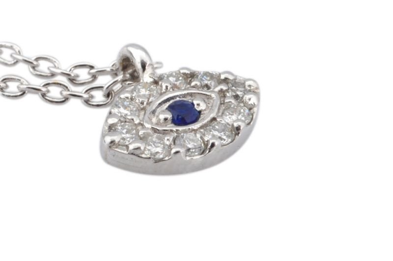 Pırlanta Safir Göz Kolye 18 Ayar p000455 Melis Gold