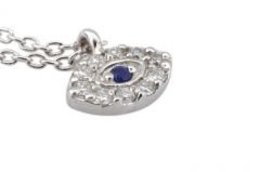 Pırlanta Safir Göz Kolye 18 Ayar p000455 Melis Gold