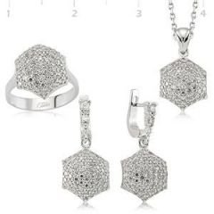 GUMUSH 925 Gümüş Zirkon Taşlı Set | SET101115
