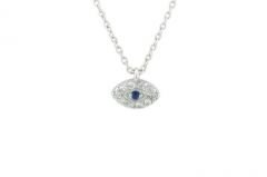Pırlanta Safir Göz Kolye 18 Ayar p000455 Melis Gold