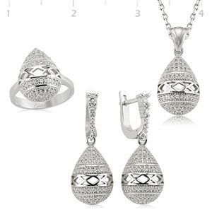 GUMUSH 925 Gümüş Zirkon Taşlı Set | SET101122