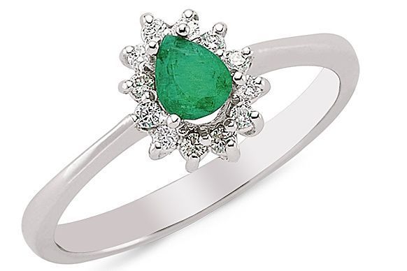 0.40 ct Pırlanta Zümrüt Damla Kesim Yüzük H Color Melis Gold PY0000010