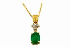 Pırlanta Zümrüt Kolye 18 Ayar P000544 Melis Gold