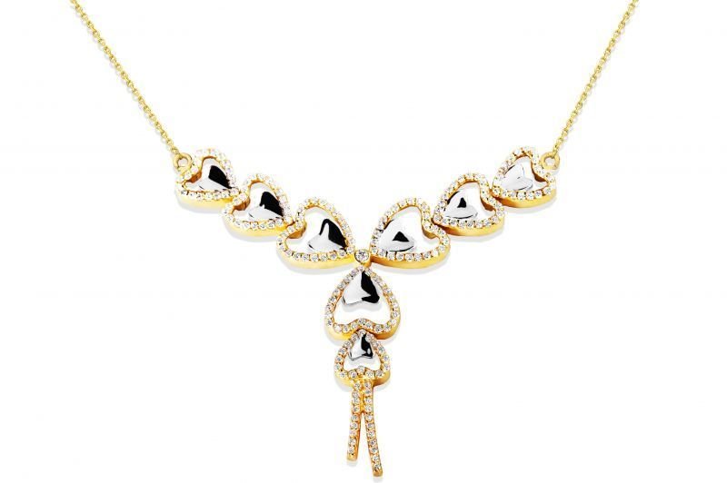Altın Taşlı Kalp Kolye Kly00420 Melis Gold