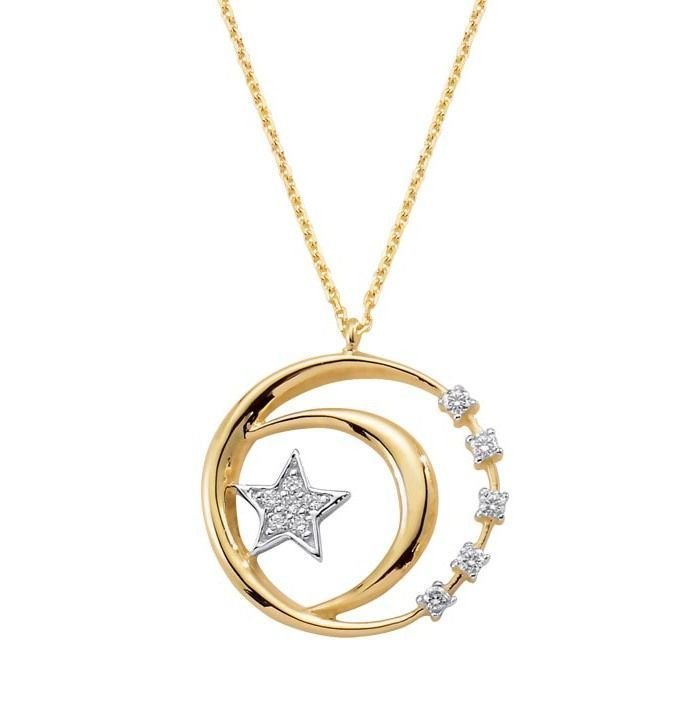 Altın Taşlı Ayyıldız Kolye Kly00422 Melis Gold