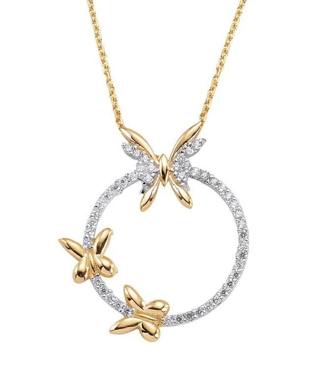 Altın Taşlı Kelebek Kolye Kly00430 Melis Gold