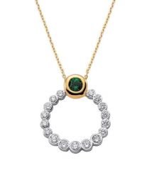 Altın Yeşil Taşlı Kolye Kly00437 Melis Gold