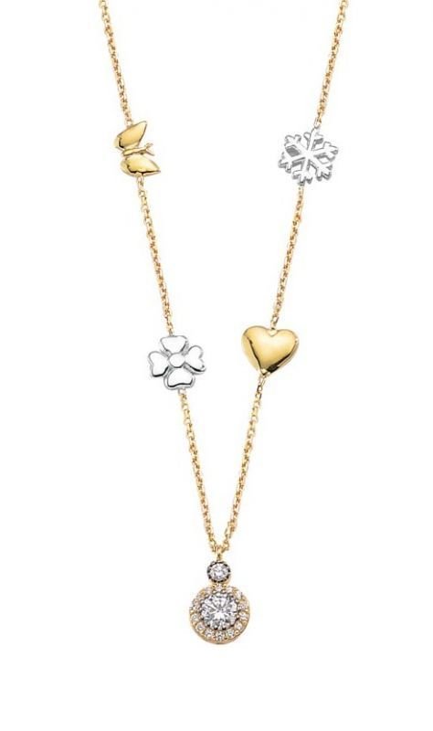 Altın  Taşlı Şans Kolyesi  Kly00439 Melis Gold