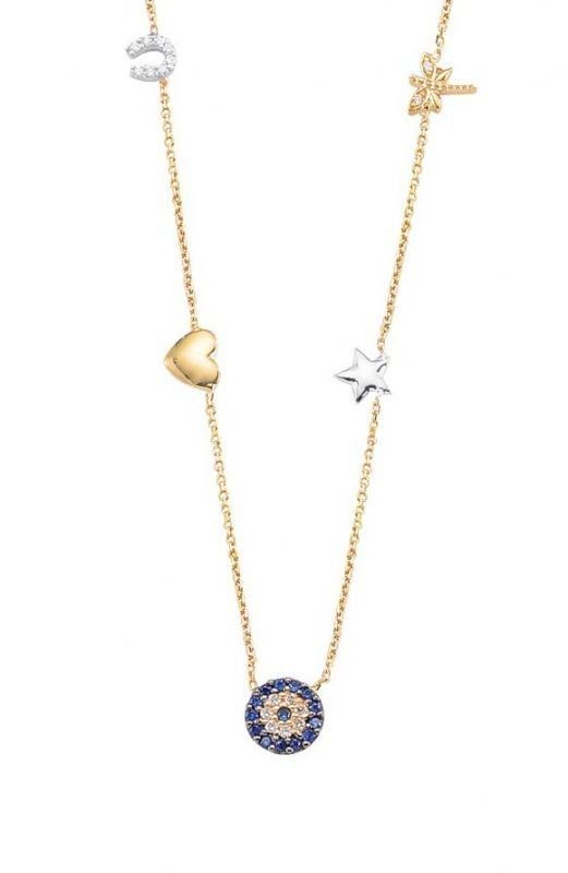Altın  Taşlı Şans Kolyesi  Kly00440 Melis Gold