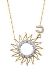 Altın Taşlı  Güneş Kolye Kly00445 Melis Gold