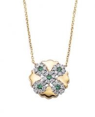 Altın Yeşil Taşlı Kolye Kly00447 Melis Gold