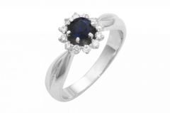 Pırlanta Safir Yüzük 18 Ayar R600100 Melis Gold