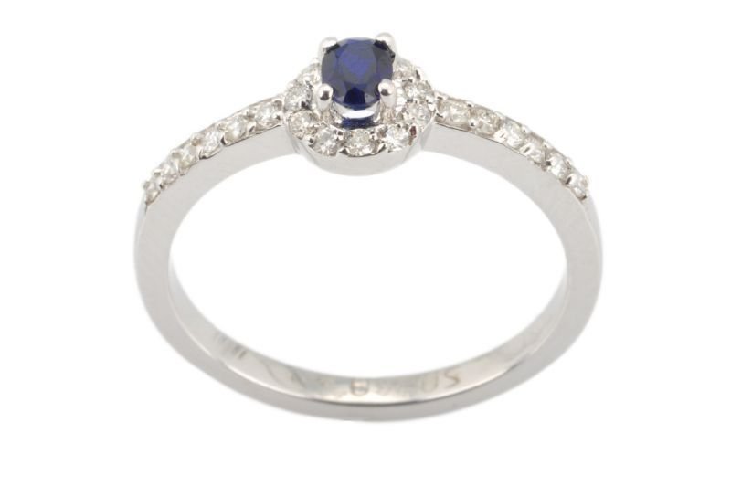 Pırlanta Safir Yüzük 18 Ayar R600213 Melis Gold