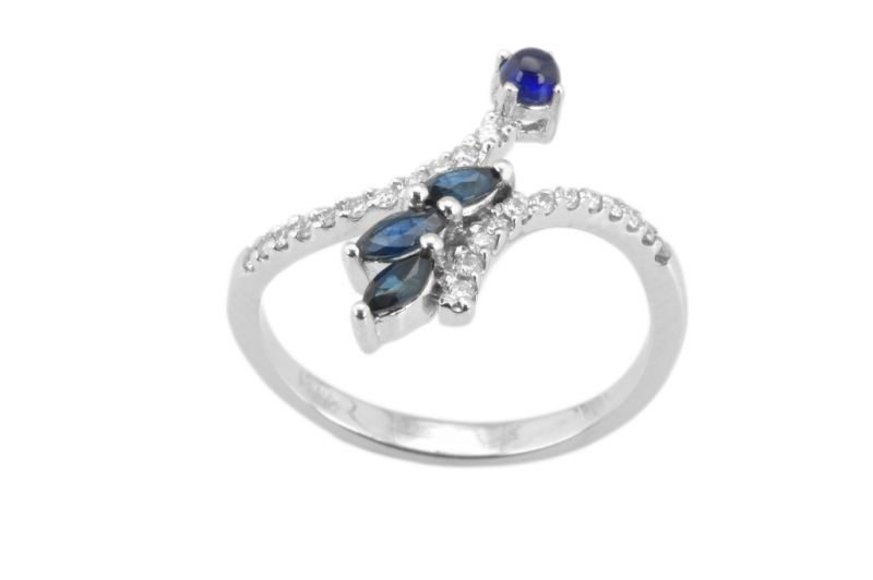Pırlanta Safir Yüzük 18 Ayar R600222 Melis Gold