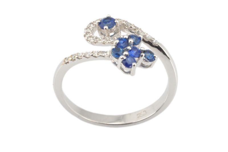 Pırlanta Safir Yüzük 18 Ayar R600223 Melis Gold