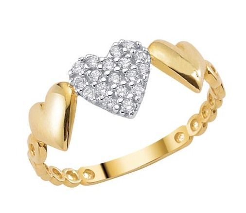 Altın Kalpli Yüzük AY0000133 Melis Gold