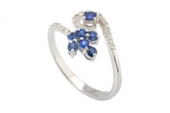 Pırlanta Safir Yüzük 18 Ayar R600223 Melis Gold