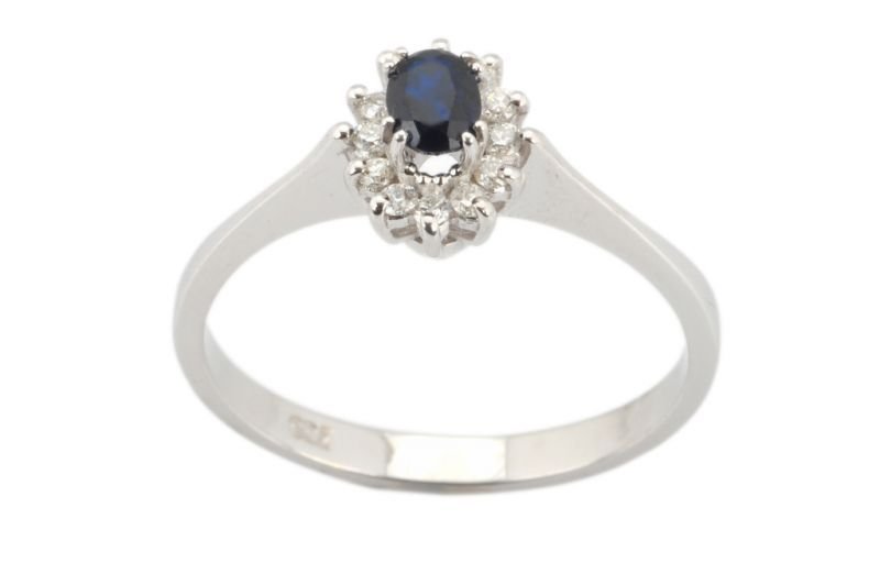 Pırlanta Safir Yüzük 18 Ayar R600232 Melis Gold