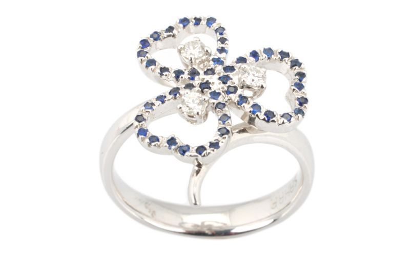 Pırlanta Safir Yüzük 18 Ayar R600241 Melis Gold