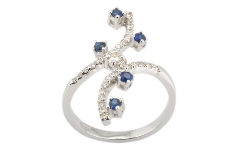 Pırlanta Safir Yüzük 18 Ayar R600249 Melis Gold