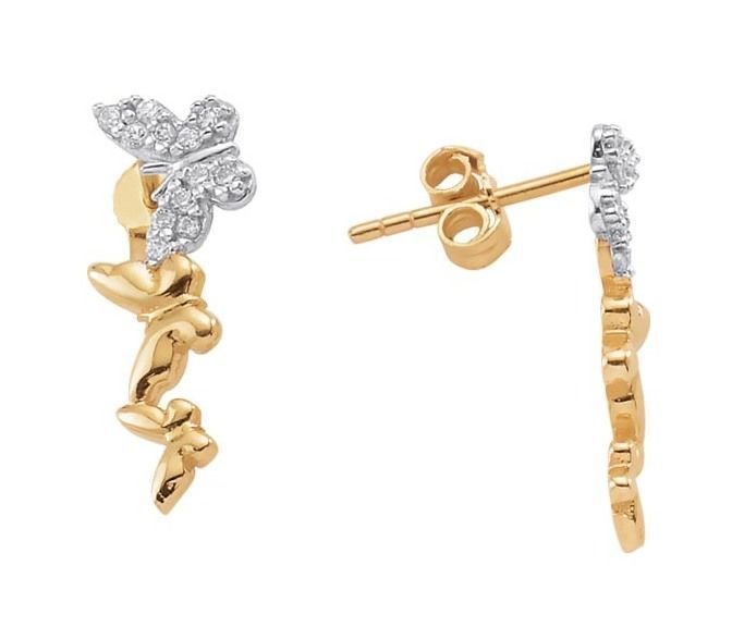 Altın Kelebekli Küpe Kp000073 Melis Gold