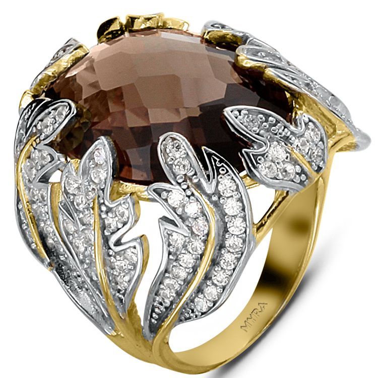 Myra Gold Brown Taşlı 14 Ayar Yüzük