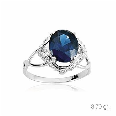 Myra Gold Zirkon Safir Taşlı Altın Yüzük