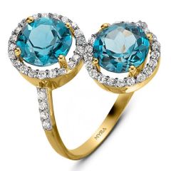 Myra Gold Aquamarine Taşlı Altın Yüzük