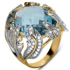 Myra Gold 14 Ayar Aquamarine Altın Yüzük