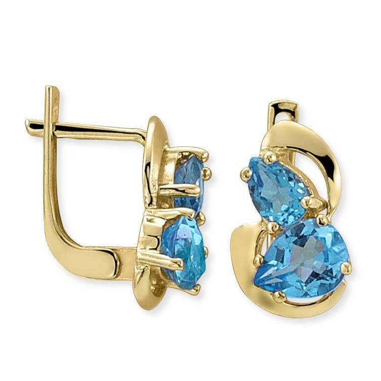 Myra Gold Aqua Marine Taşlı Altın Küpe