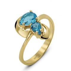 Myra Gold Aqua Marine Taşlı Altın Yüzük