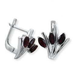 Myra Gold Garnet Taşlı Şık Küpe