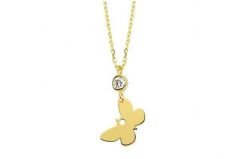 Altın Tek Taş Kelebek Kolye Kly00452  Melis Gold