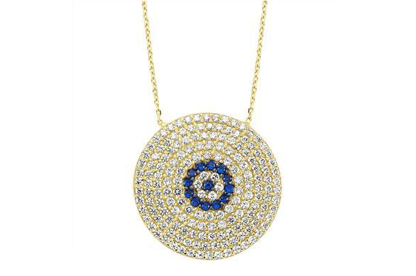 Altın Taşlı Nazar Boncuklu Kolye Kly00453 Melis Gold