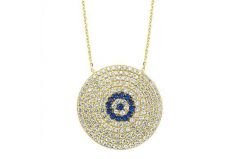 Altın Taşlı Nazar Boncuklu Kolye Kly00453 Melis Gold