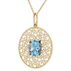 Myra Gold 14 K Altın Fantazi Aqua Taşlı Kolye