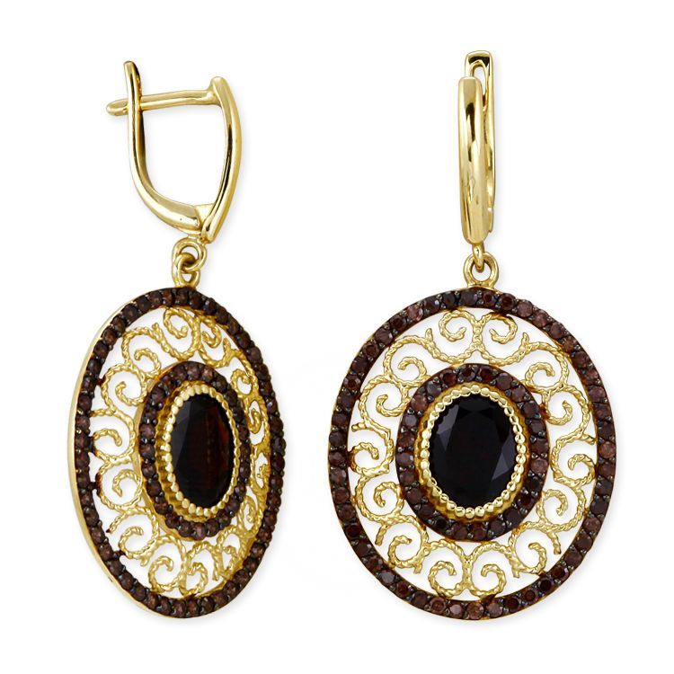 Myra Gold 14 K Altın Brown Taşlı Küpe
