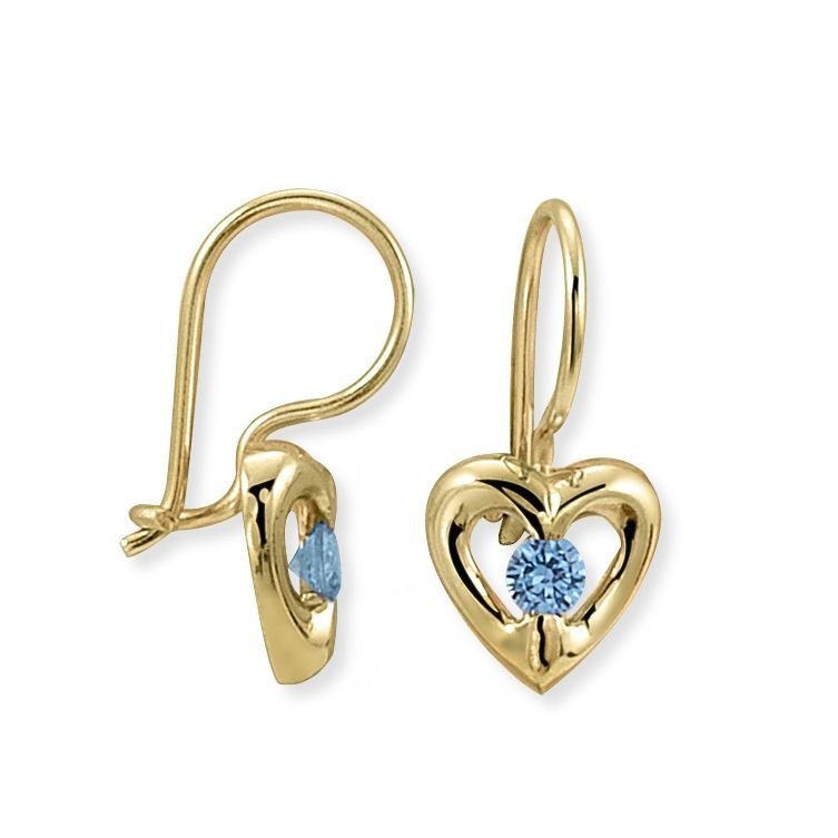 Myra Gold Kalpli Aqua Marine Taşlı Altın Küpe