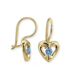 Myra Gold Kalpli Aqua Marine Taşlı Altın Küpe