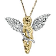 Myra Gold 14 Ayar Pırlantalı Melek Kolye