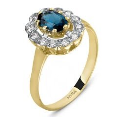 Myra Gold 14K Altın Zirkon Safir Taşlı Yüzük
