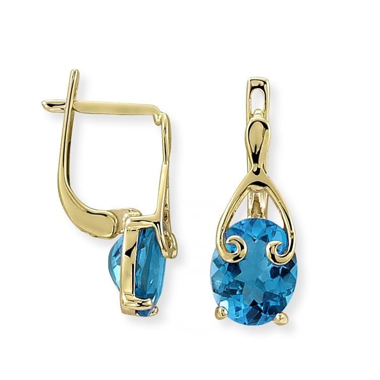 Myra Gold Aqua Marine Taşlı Altın Küpe