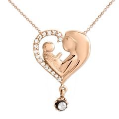 Myra Gold Pırlantalı Elmas Anne Çocuk Kolye