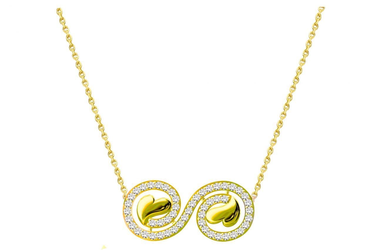 Altın Sonsuzluk Ve Kalpli Kolye Kly000479 Melis Gold